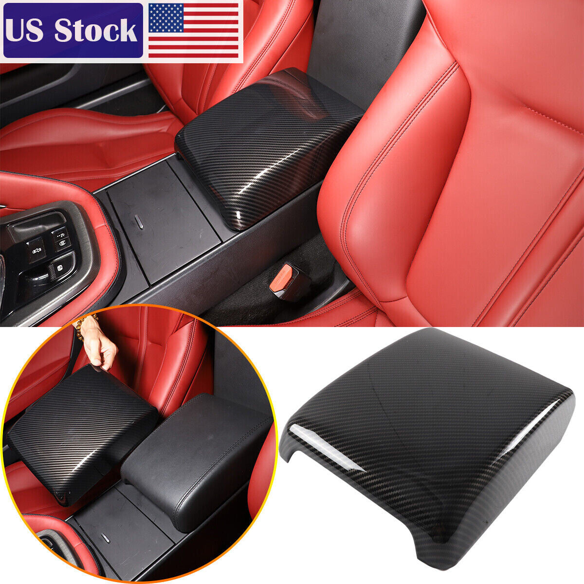 ABS Carbon Fiber Style Armrest Box Console Cover For Jaguar F-TYPE 2013-2024 US 1