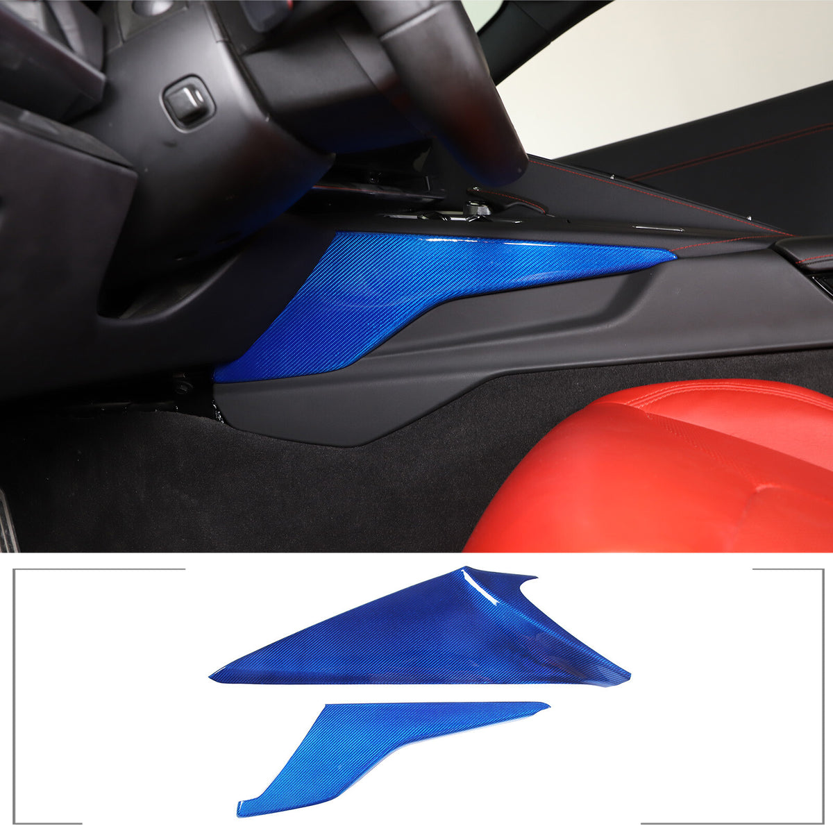 Blue Real Carbon Fiber Full Interior Set Decor Trim Kit for Corvette C8 20-25 - Variants 1-5 24