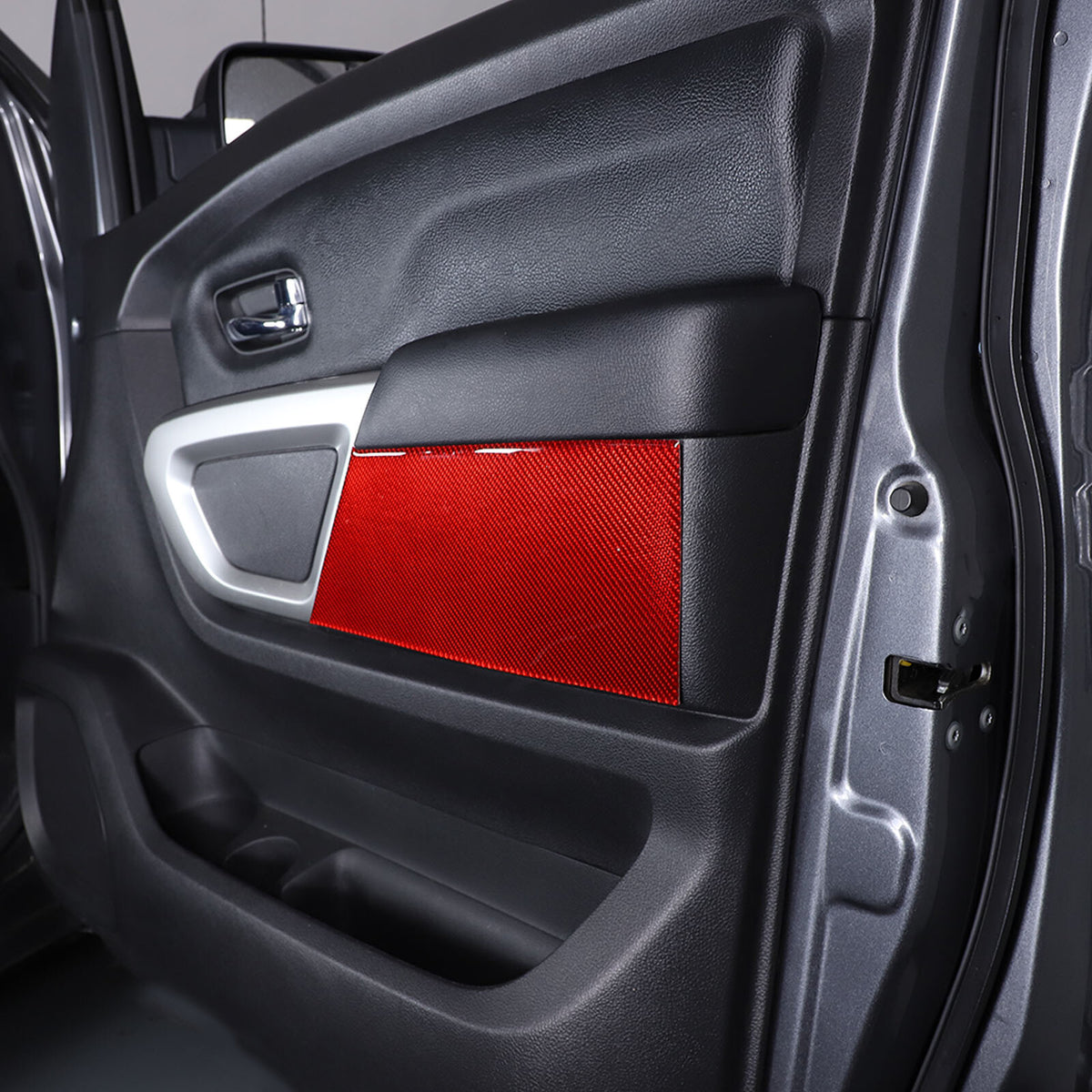 Red Carbon Fiber Inner Door Trim Panel Sticker For Nissan Titan 2016-23 5