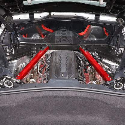 Red Carbon fiber Engine Bay Crossmember Panel Trim Cover For Corvette C8 20-26 1