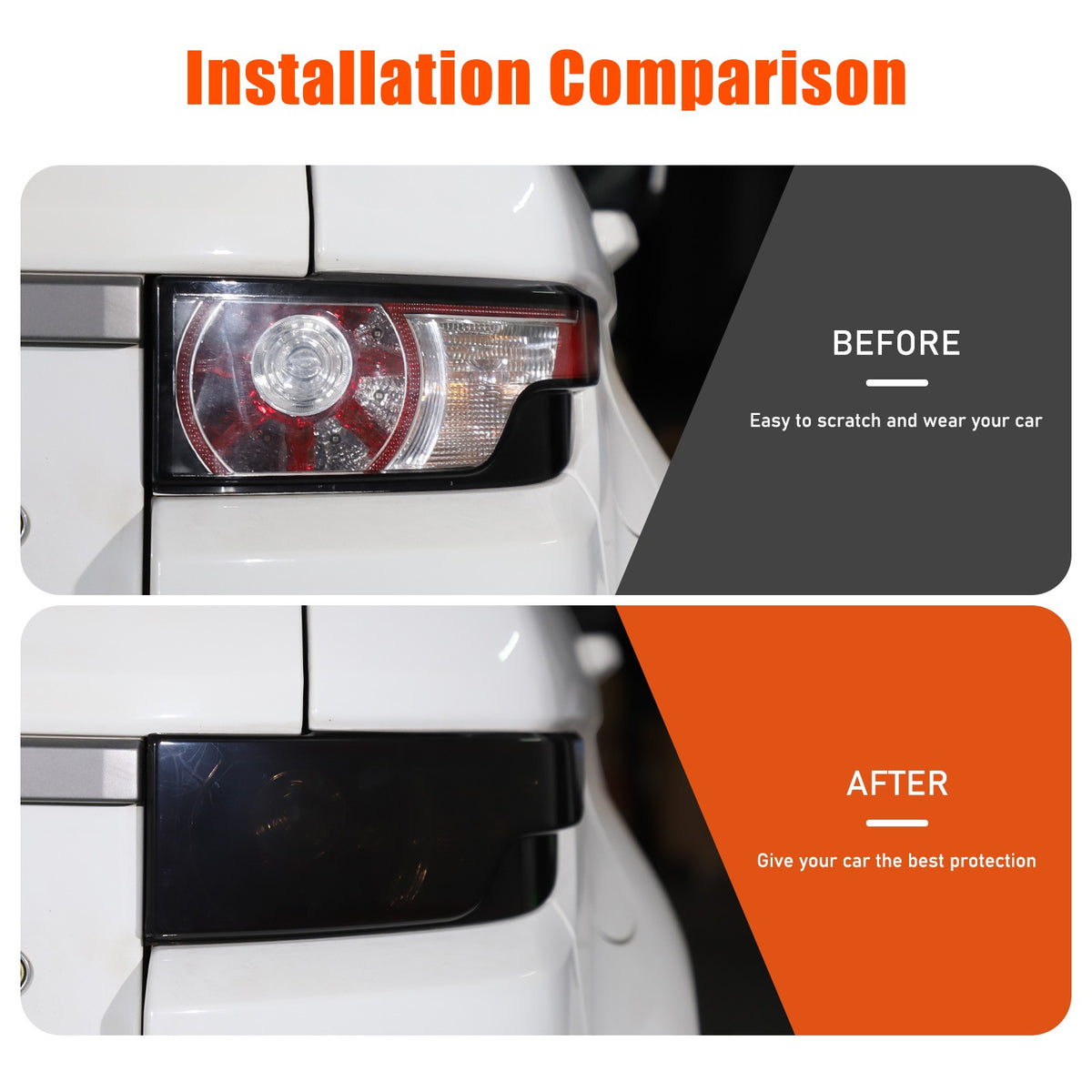 Smoked Black Tail Light Covers Rear Light Guards for Land Rover Evoque 12-19 US 10