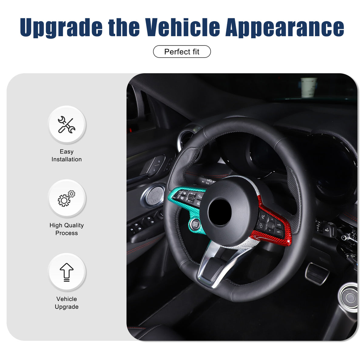Tri-Color Carbon Fiber Steering Wheel Cover Trim Set for Alfa Romeo Tonale 23-24 17