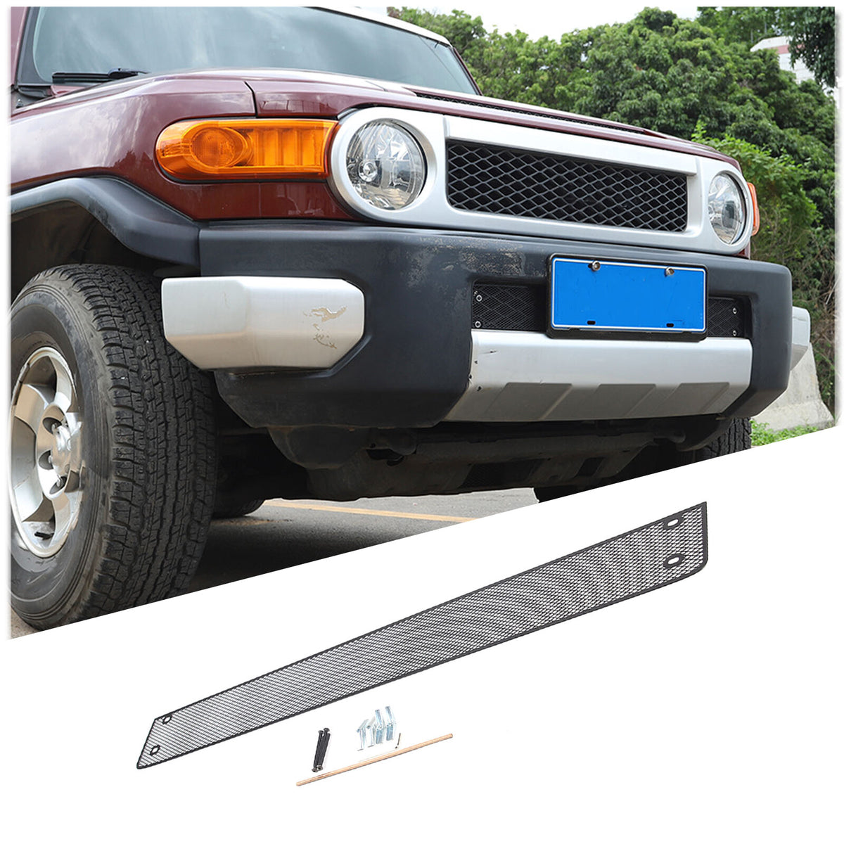 Black Front Mesh Lower Grille Grid Insert Net Screen For Toyota FJ Cruiser 07-21 1
