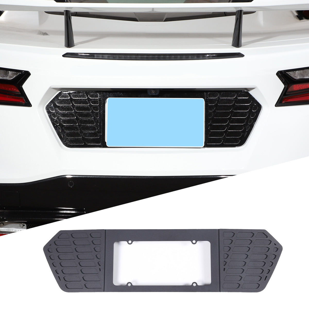For 2020-25 Corvette C8 Rear license plate Black Auminum Alloy filler Frame US 3