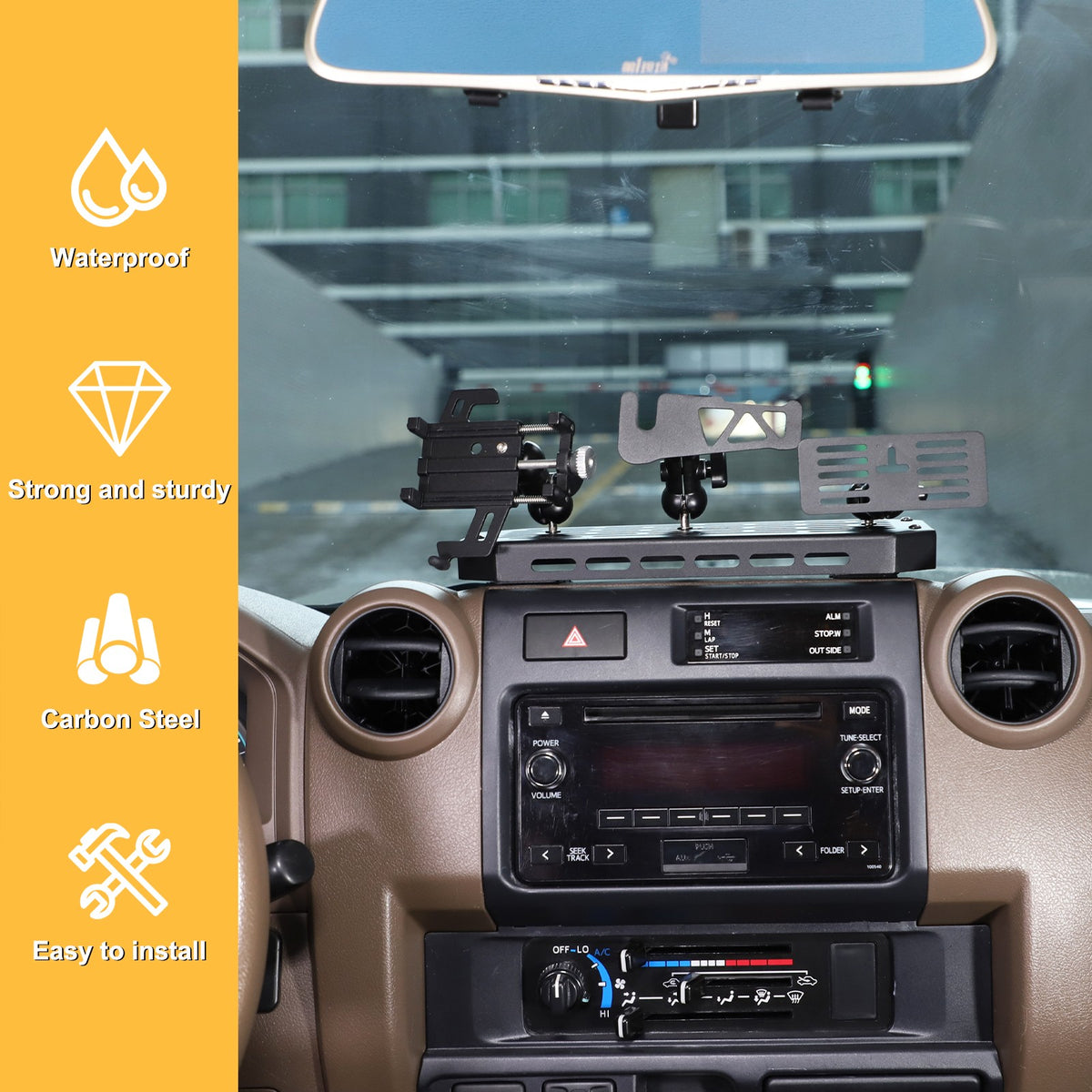 Off-Road Center Air Vent Phone Bracket For Toyota Land Cruiser LC71/76/79 2009+ 22