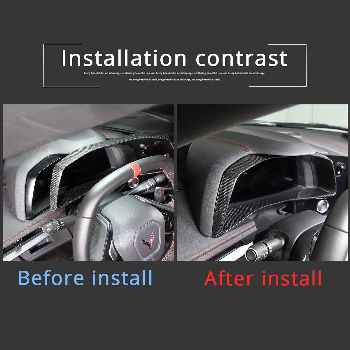 Real Carbon Fiber Dashboard Instrument Panel Trim For Corvette C8 2020-2025 6