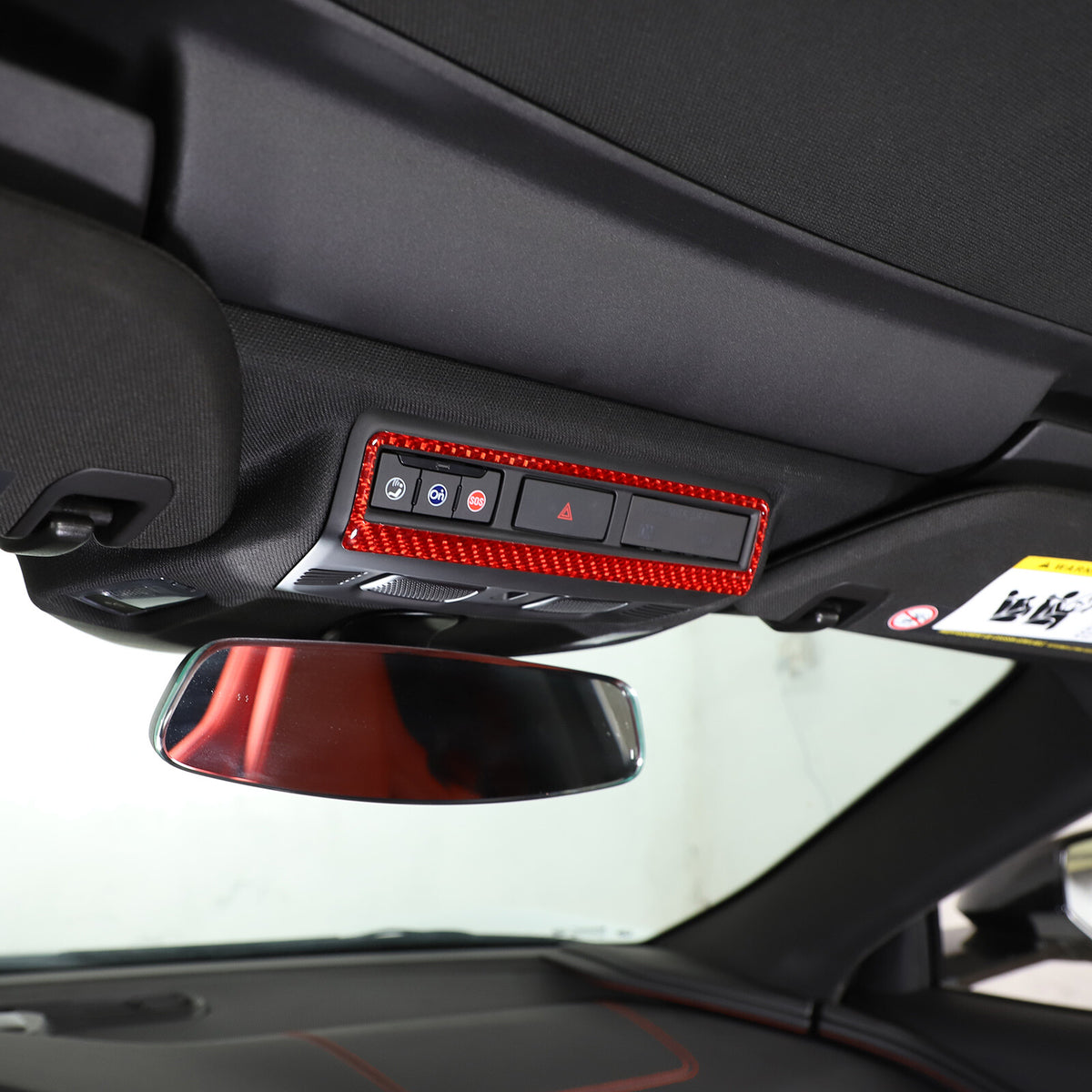 Red Soft Carbon Fiber Interior Decor Trim Kit Cover Set For Corvette C8 20-25 54