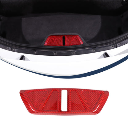 Red Real Carbon Fiber Trunk Latch Base Cover Trim For Corvette C8 2020+ 2