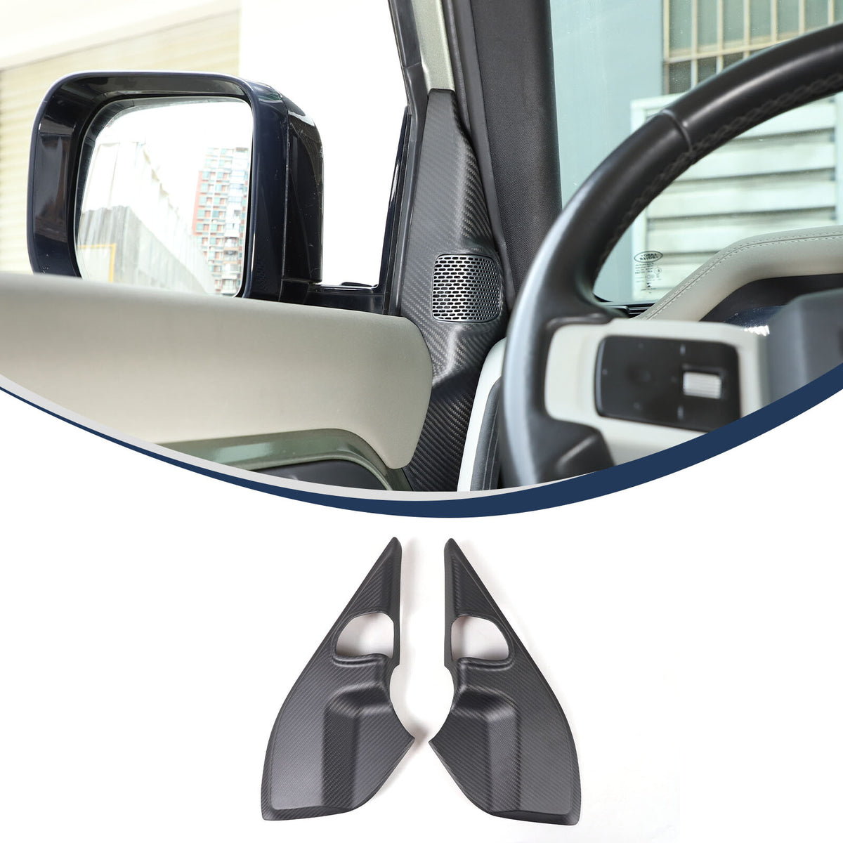Matte Real Carbon Fiber A pillar Door Speaker Trim Cover For LR Defender 20-24 15