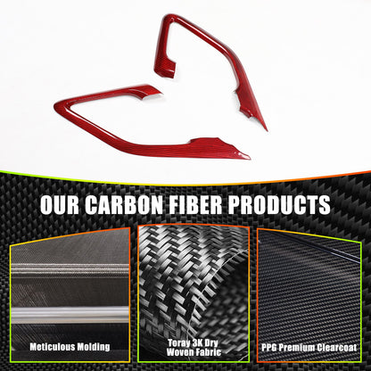 Red Real Carbon Fiber Inner Door Handle Trim Red For Nissan GT‑R R35 2008‑2016 3