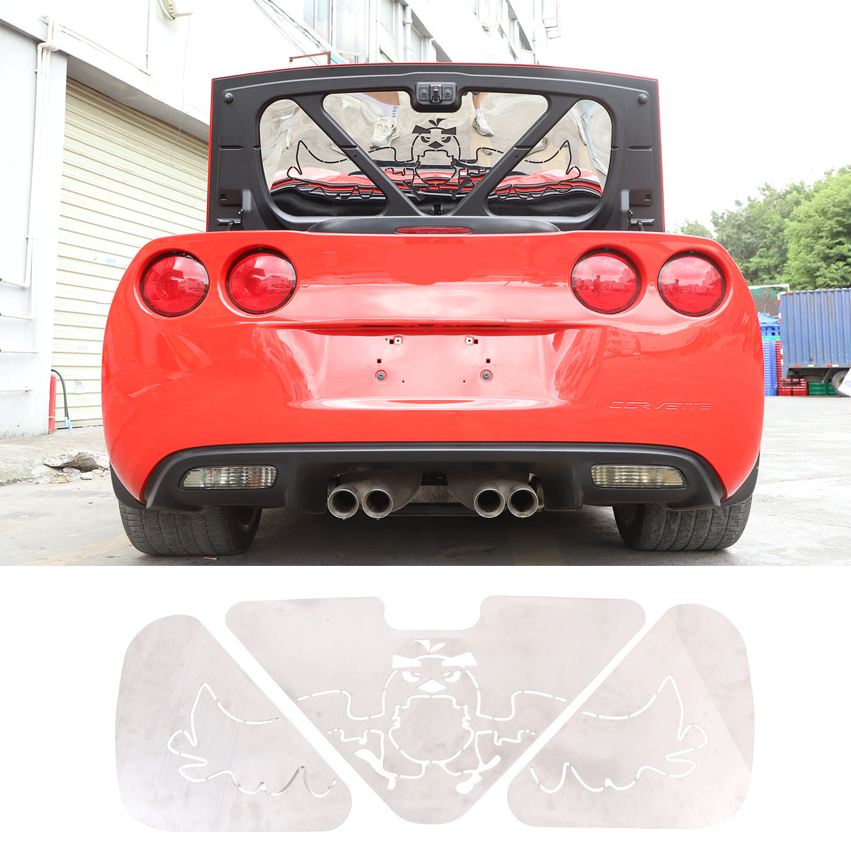 Angry Bird Steel Trunk Tailgate Lid Trim Panel Cover For Corvette C6 2005-2013 5