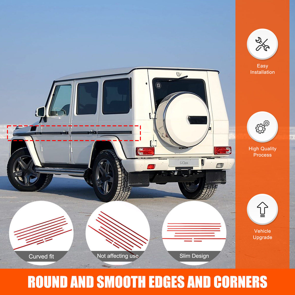 Red Cabon Body Side Door Moulding Sticker For Benz G Class W463 G500/55/63 07-18 9