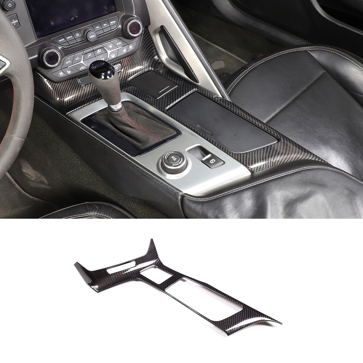 2pcs Carbon fiber ABS Interior Gear Shift Panel Cover For Corvette C7 2014-2019 4