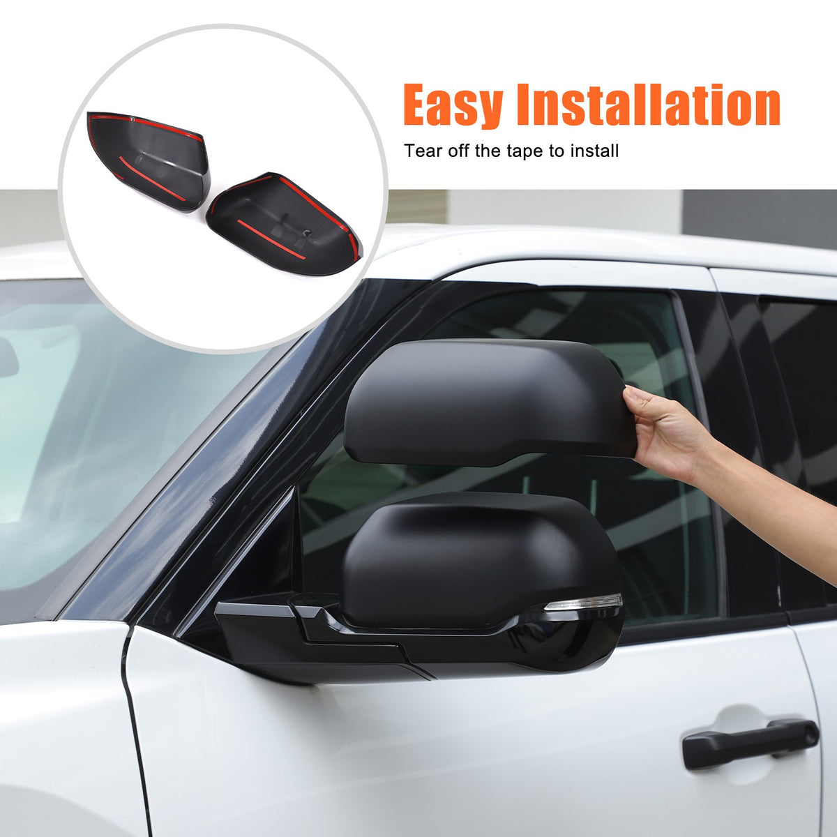 Matte Black Exterior Rearview Mirror Cover Trim For Toyota Tundra/Sequoia 2022+ 5