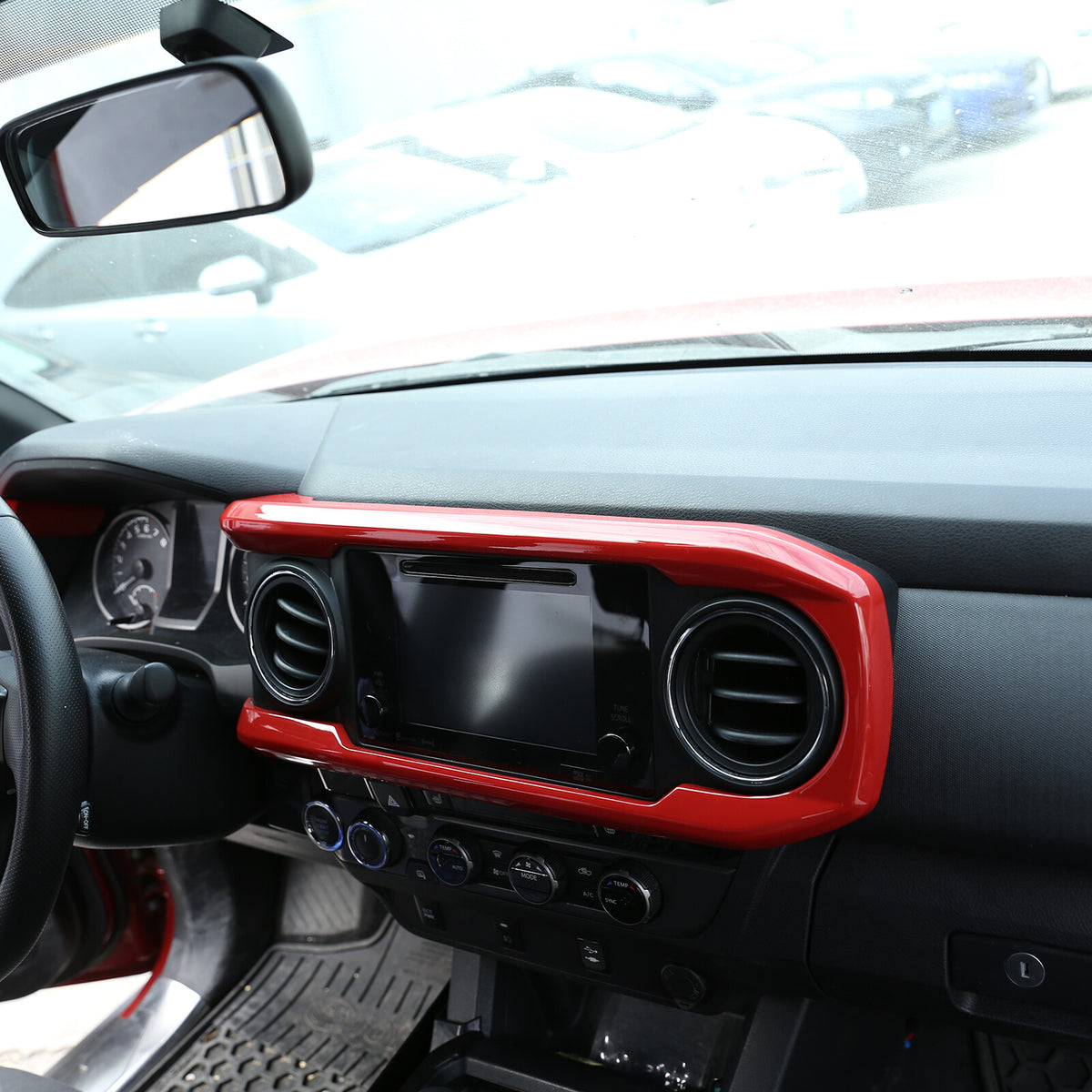 Sports Red ABS Dashboard Panel Cover Trim 2pcs For Toyota Tacoma 2016-2023 2