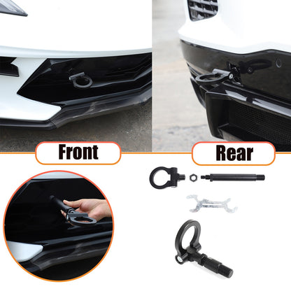 Black Aluminum Front & Rear Bumper Track Racing Tow Hook Trailer For Corvette C8 1