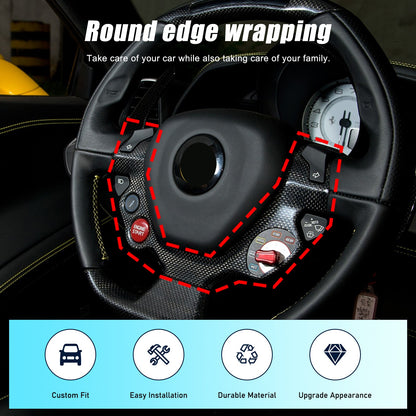 Red Real Dry Carbon Fiber Steering Wheel Button Trim For Ferrari 458 2011-2016 6