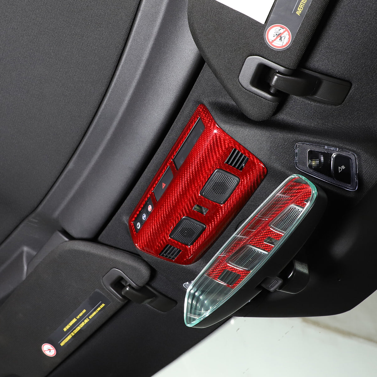 Red Real Dry Carbon Fiber Reading Light Trim Frame Cover For Corvette C8 2020-26 7