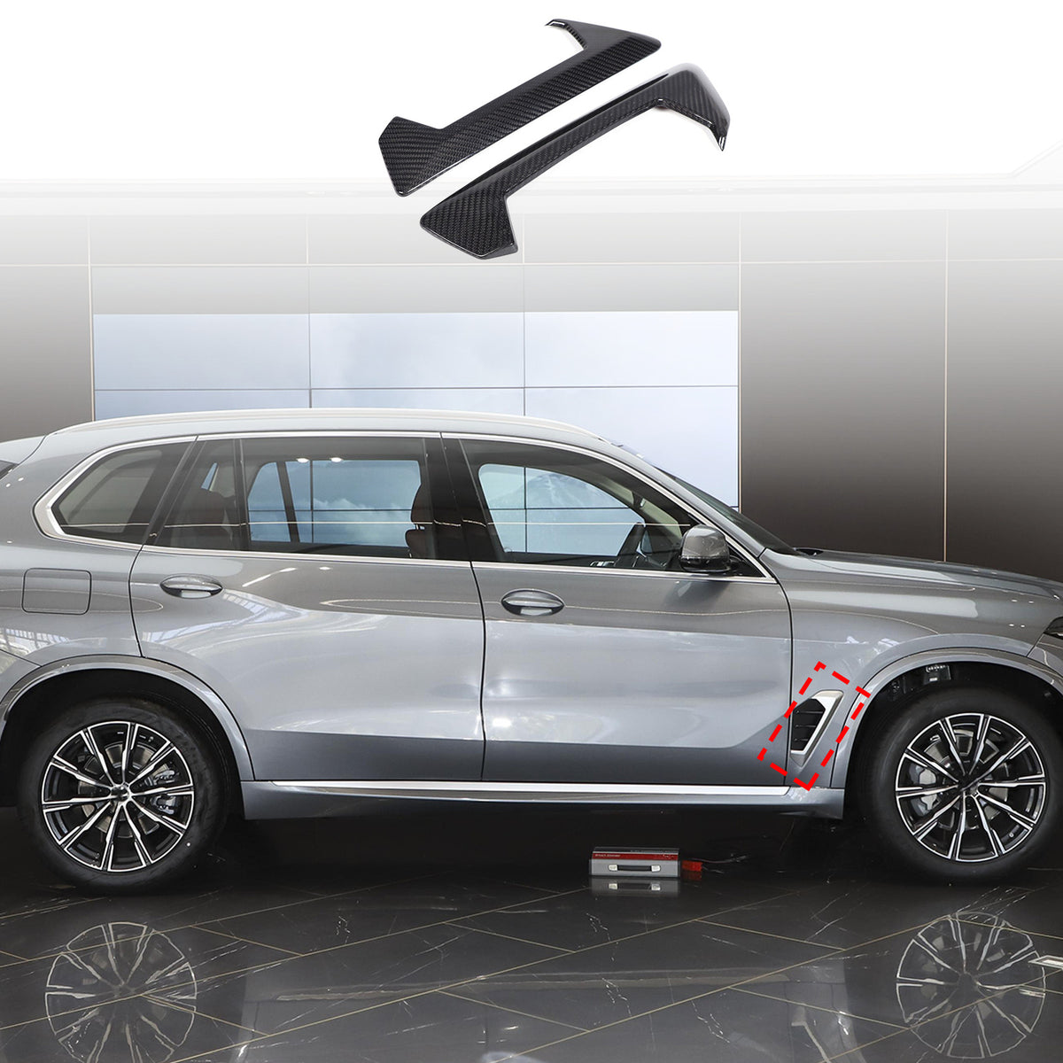 Real Carbon Fiber Side Body Fender Air wing Vent Trim Cover For BMW X5 G05 23-24 2