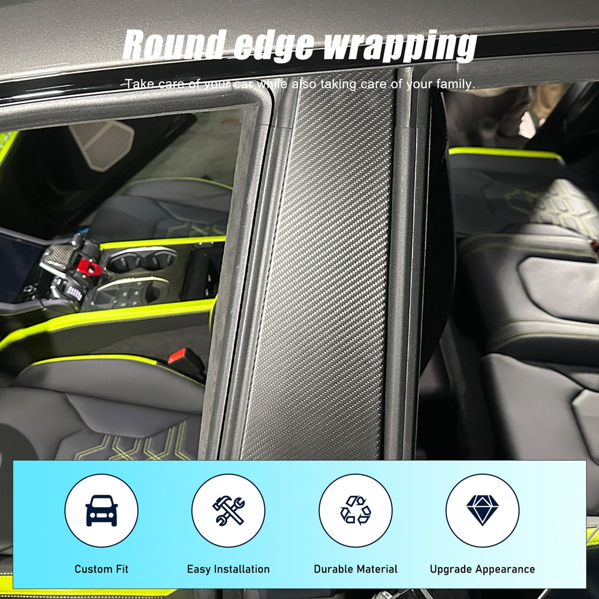 Matte Real Dry Carbon Fiber Windshield B-pillar Trim For Lamborghini URUS 18-23 15