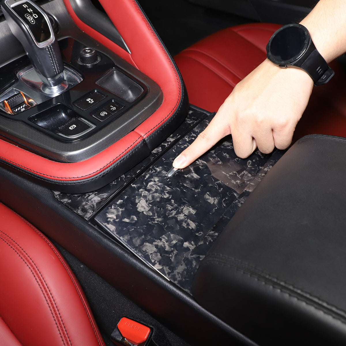 Forged Carbon Fiber Center Cup Holder Panel Trim For Jaguar F-TYPE 2013-2024 11