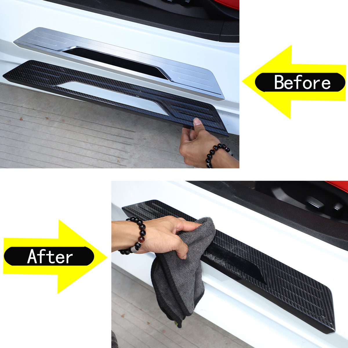 Real Carbon Fiber Scuff Plate Door Sill Cover Protector For Corvette C8 2020-26 7