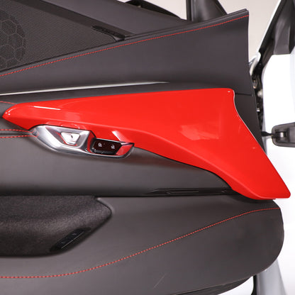 Red ABS Interior Door Panel Decor Cover Trim For Corvette C8 2020-2026 7