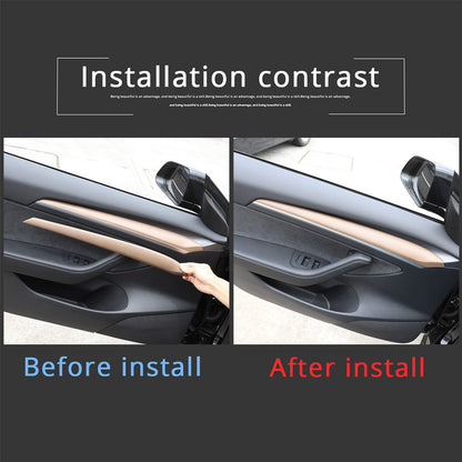 Pear Wood Grain ABS Interior Door Panel Trim For Tesla Model 3/Y 2021-2022 12