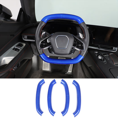 Blue Real Carbon Fiber Full Interior Set Decor Trim Kit for Corvette C8 20-25 - Variants 11-15 36