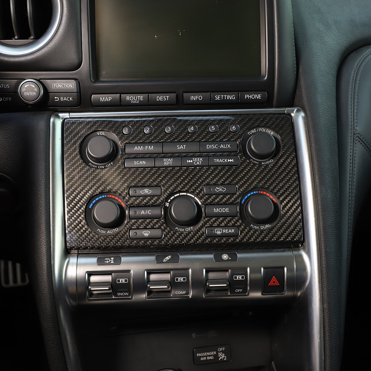 Real Carbon Fiber Central Control Volume Panel Trim for Nissan GTR R35 08-16 7