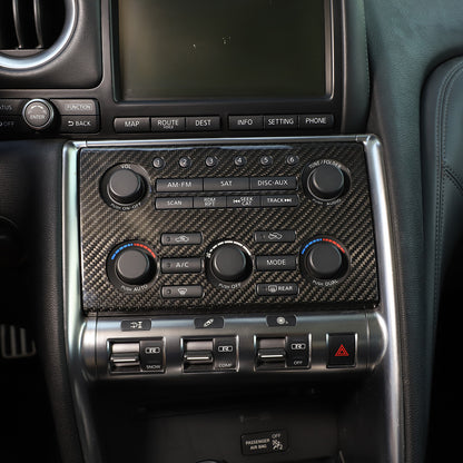 Real Carbon Fiber Central Control Volume Panel Trim for Nissan GTR R35 08-16 7