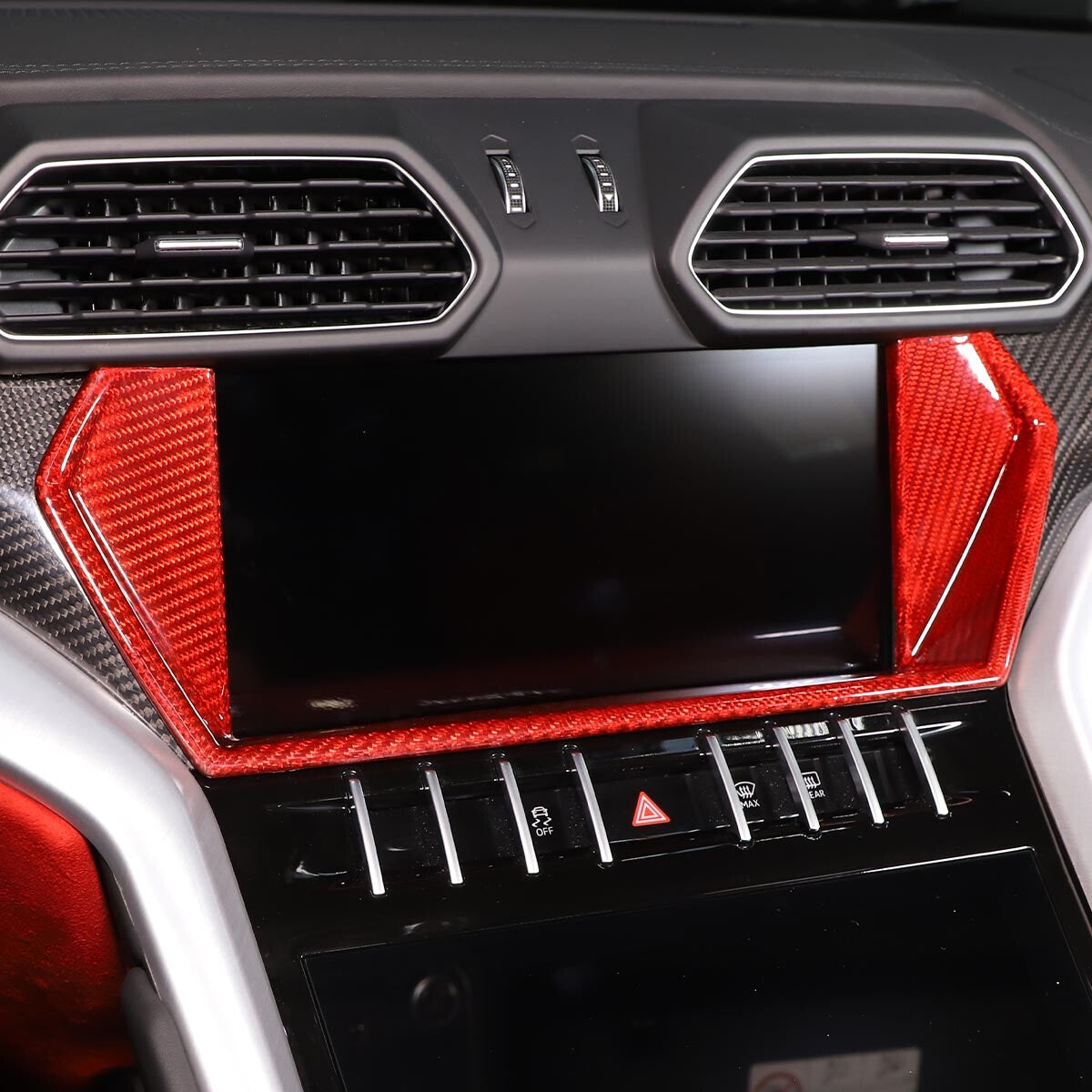 Red Carbon Display Navigation Screen Trim CoverFor Lamborghini URUS 2018-23 6