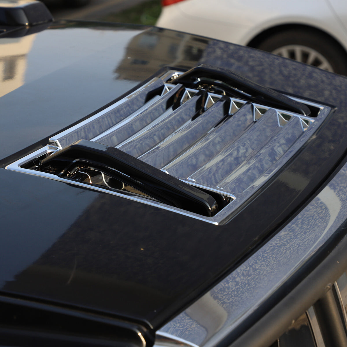 Black Hood Deck Vent Panel Handle Covers Trim W/ Handles For 03-09 Hummer H2 20