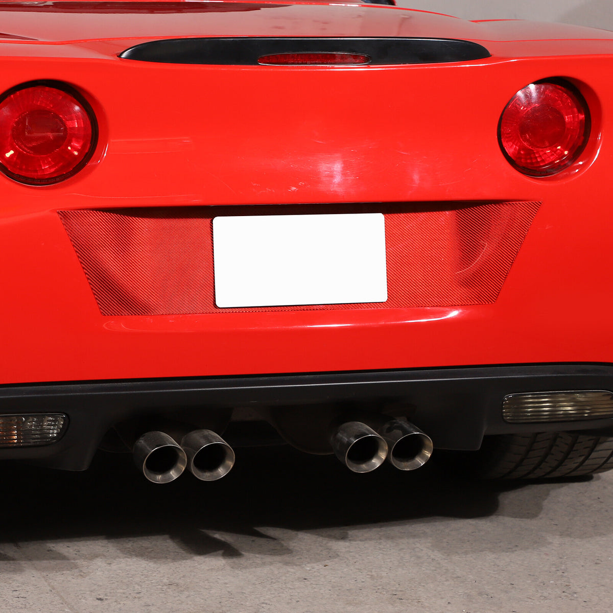 Red Carbon Fiber Rear License Plate Bottom Trim Panel For Corvette C6 2005-2013 8