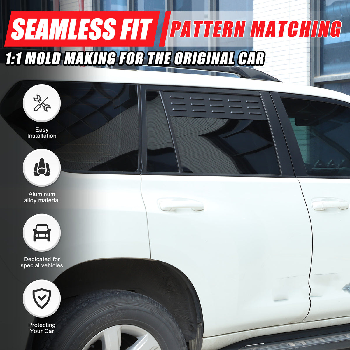 Front & Rear Window Glass Louver Air Vent Panel Trim For Lexus GX 2003-2009 21