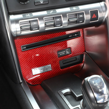 Red Real Carbon Fiber Interior Center Trim Cover Kit For Nissan GTR R35 2008-16 6