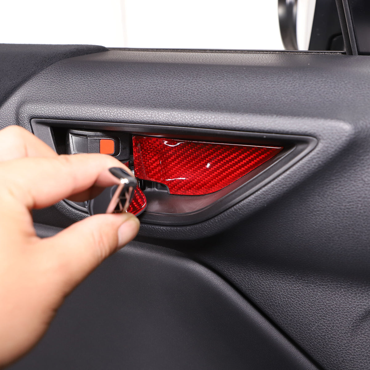 Red Real Carbon Fiber Interior Center Console Trim Set Kit For Subaru BRZ 22+ 8