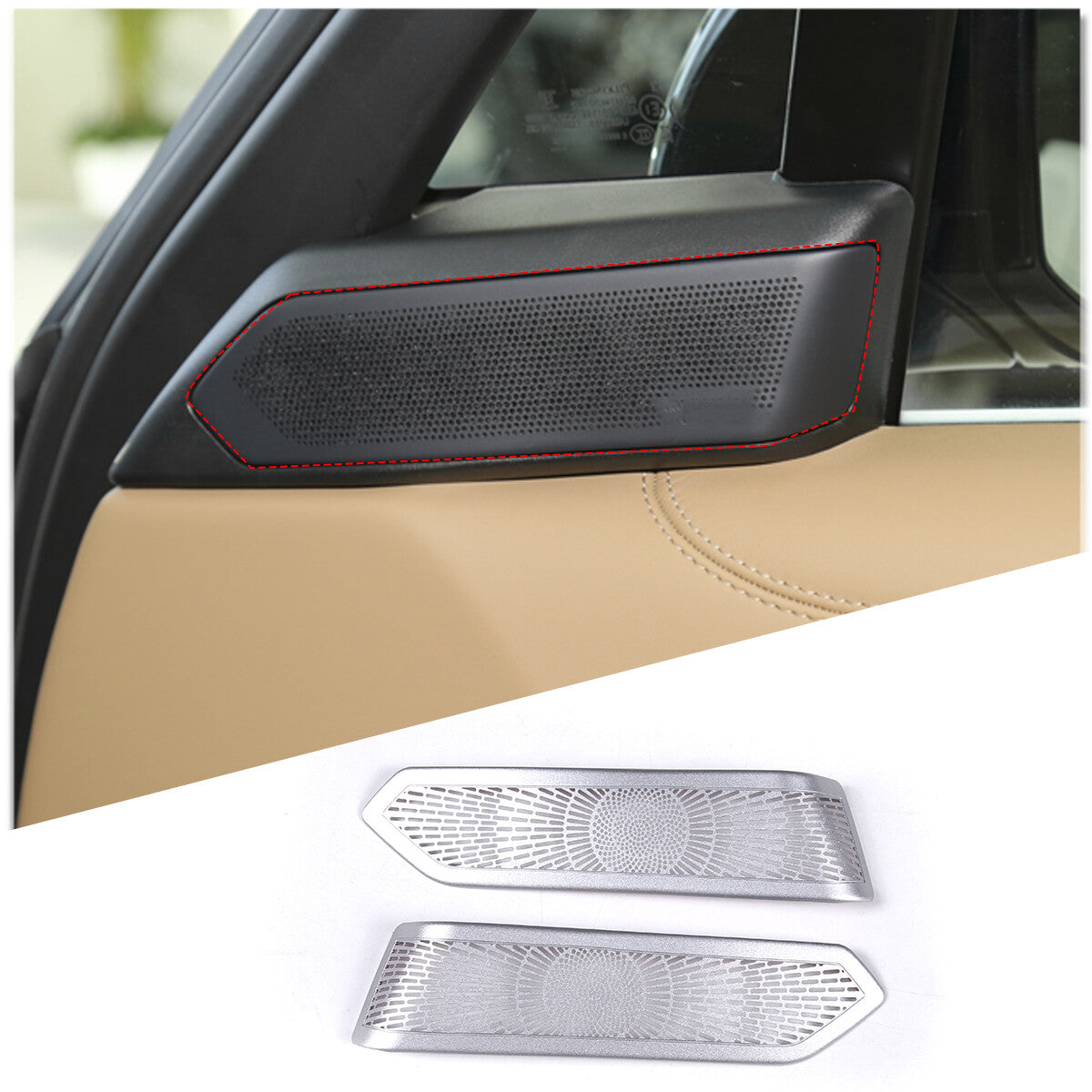 S. Steel Door Speaker A pillar Cover Mesh Trim For LR Range Rover Vogue 2022-23 11