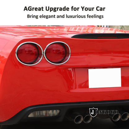 4Pcs Silver ABS Tail light Lamp trim ring Frame Bezel For Corvette C6 2005-2013 6
