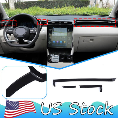 Glossy Black Center Console Air Vent Trim Strip For Hyundai Santa Cruz 2022+ US 1