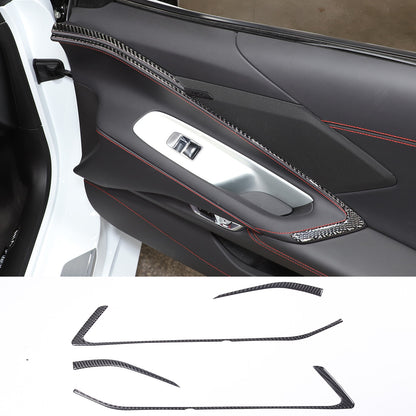 Real Carbon Fiber Interior Inner Door Strip Trim Cover For Corvette C8 2020-2026 2