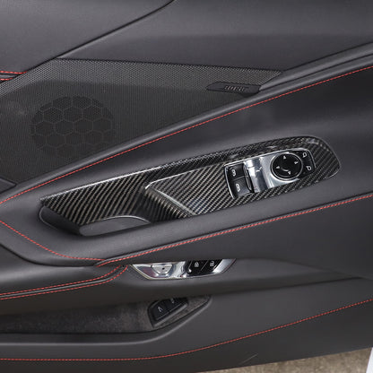 Real Carbon Fiber Window Lift Switch Panel Cover Trim For Corvette C8 Coupe 20+ 8