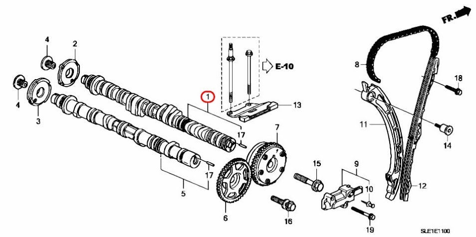 Honda OEM Intake Camshaft 14110-R40-A00 for Accord CR-V 3