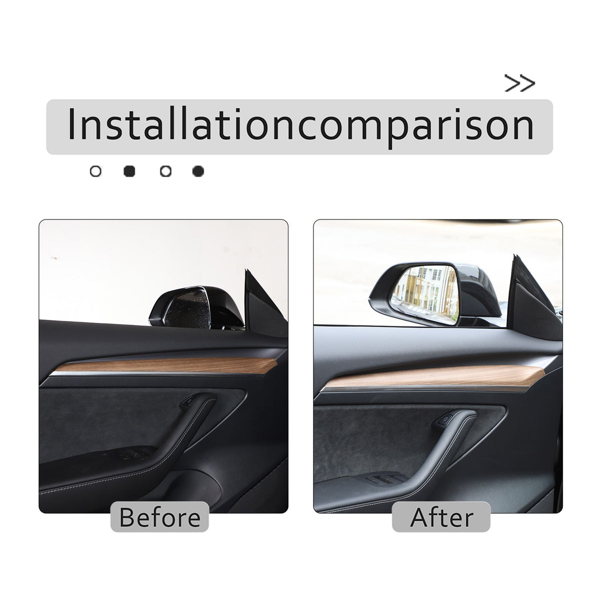 Pear Wood Grain ABS Interior Door Panel Trim For Tesla Model 3/Y 2021-2022 11