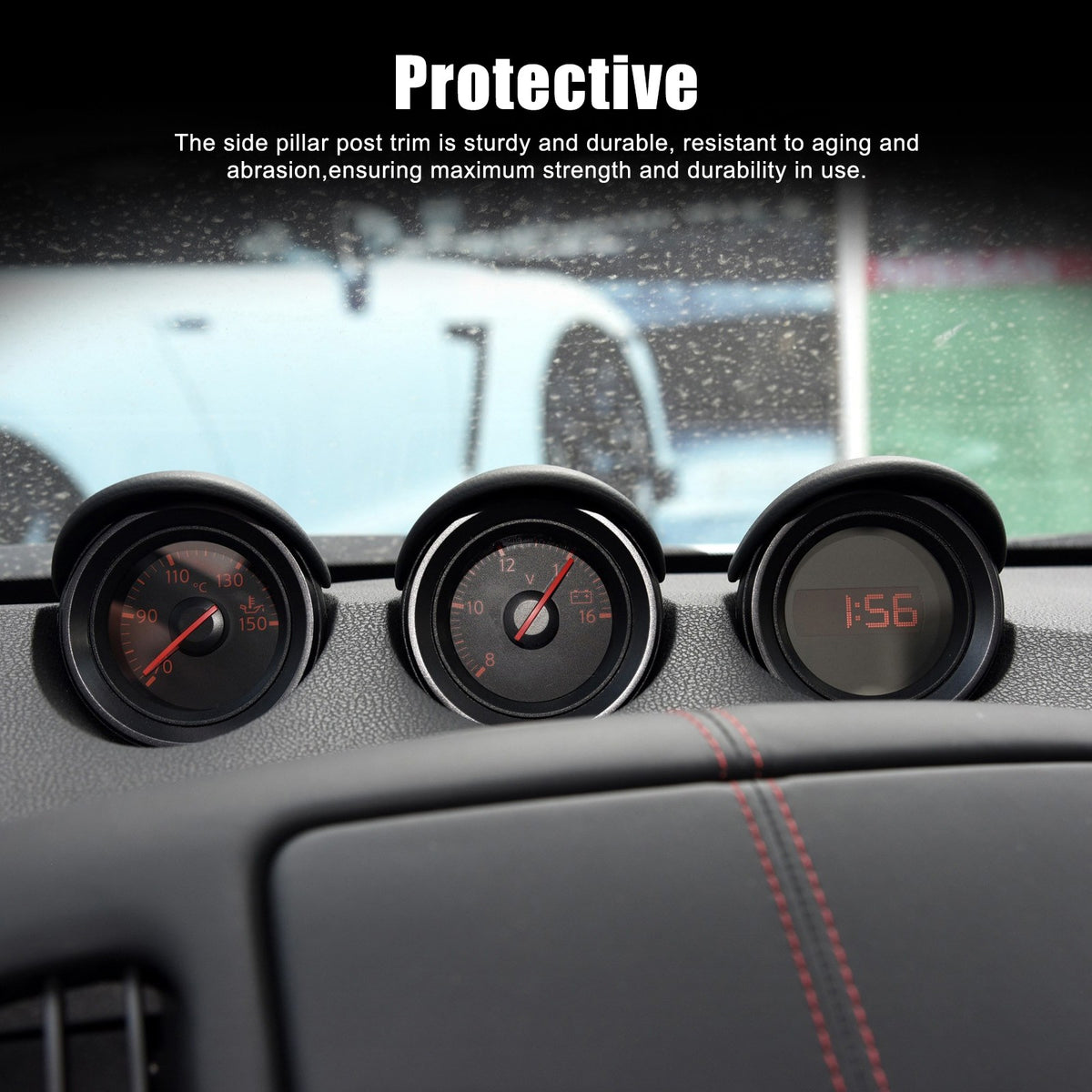 Red Real Carbon Fiber Triple Gauge Bezel Trim Cover For Nissan 370Z 2009-20 16