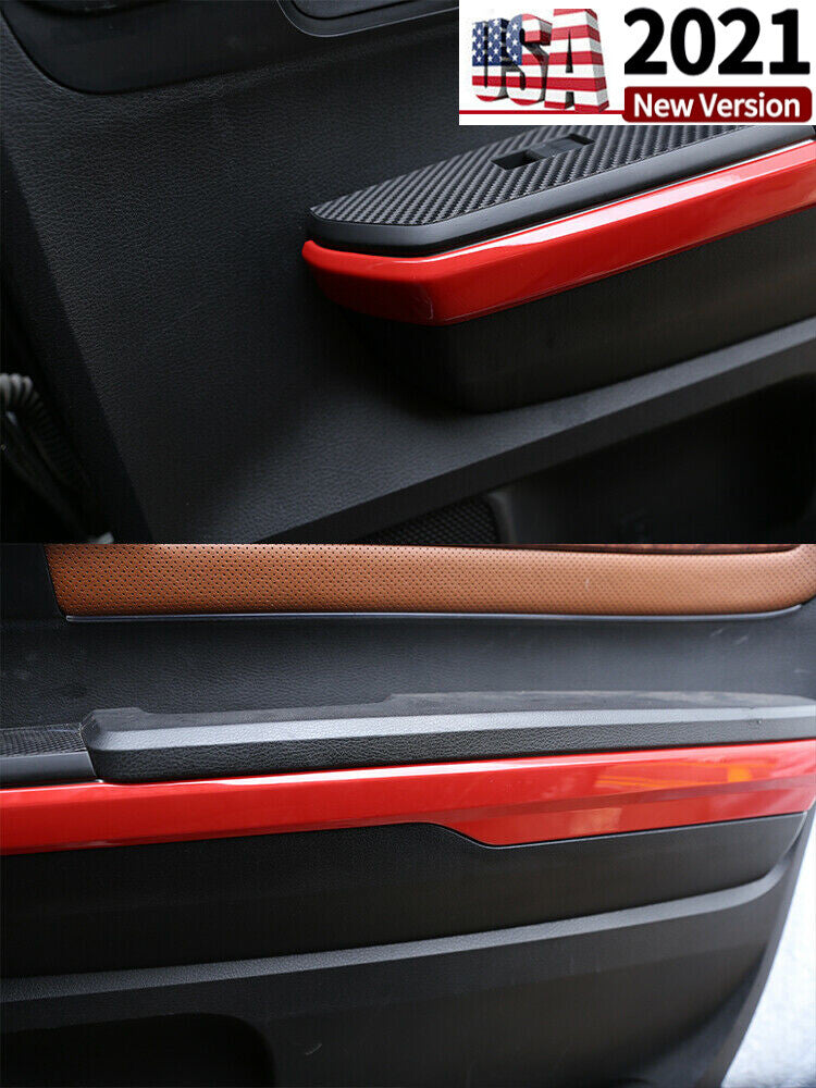 ABS Red Inner Door Armrest Cover Trim Frame For Toyota Tundra Crew Cab 2014-2018 6