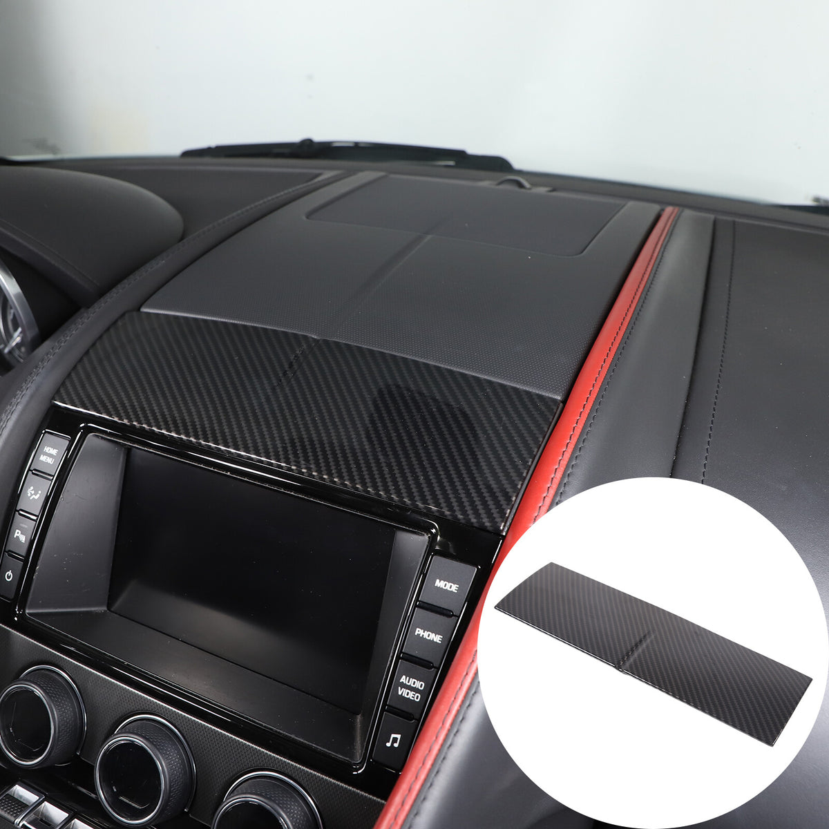 ABS Carbon Fiber Interior Center Console Trim Cover Set For Jaguar F-TYPE 13-18 8