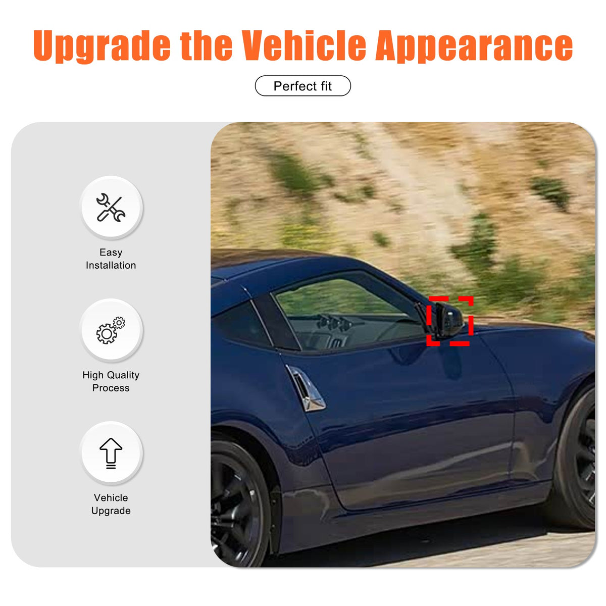 Glossy Black Exterior Door Handle Side Mirror Trim Set For Nissan 370Z Z34 09-20 23