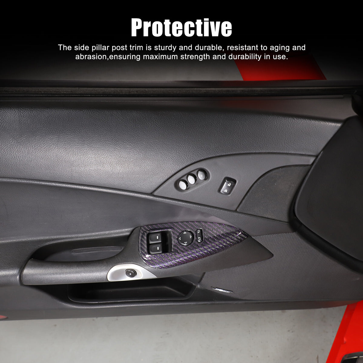 Real Carbon Fiber Window Lift Switch Button Trim Frame For Corvette C6 2005-2013 7