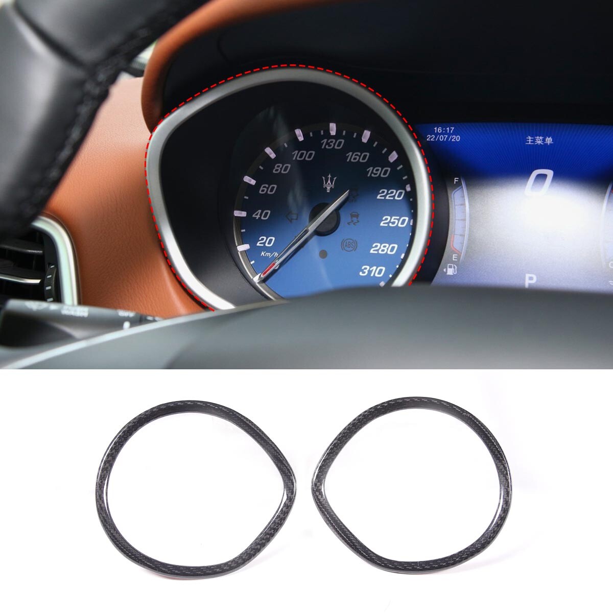 Real Carbon Fiber Dashboard Ring Panel Trim For Maserati Levante /Ghibli 2016-20 2